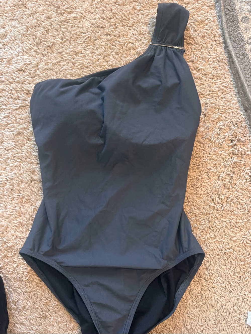 Michael Kors Grayish Blue One-Shoulder One-Piece Swimsuit